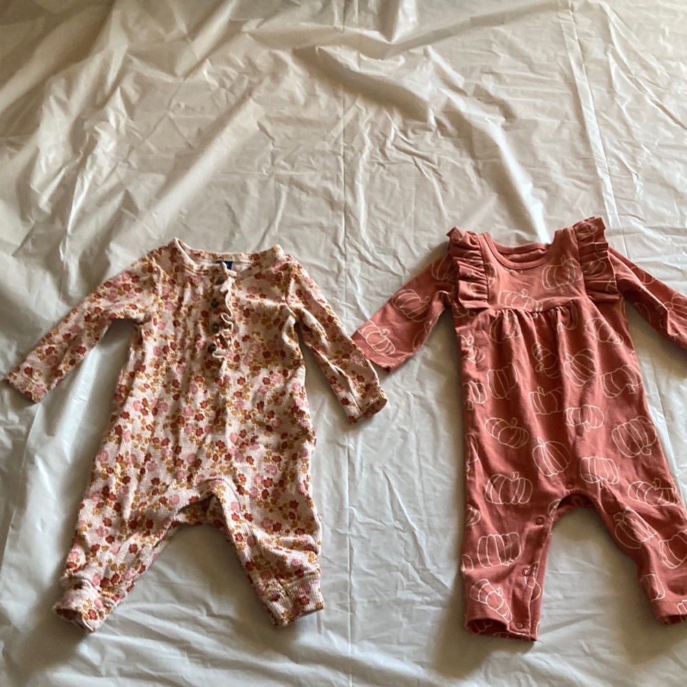 Fall inspired set of two long sleeve onesie.